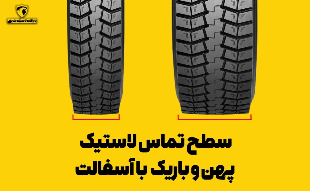 سطح تماس لاستیک پهن و باریک با اسفالت